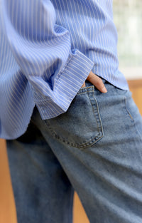 Heidi Wide Straight Jeans in Dark Blue