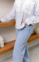 Heidi Wide Straight Jeans in Light Blue
